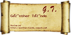 Günther Tünde névjegykártya