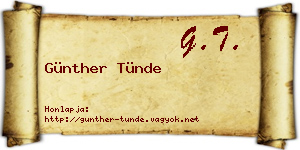 Günther Tünde névjegykártya